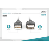 Digitus AK-300202-030-S, Câble d'extension Noir