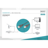 Digitus AK-300202-030-S, Câble d'extension Noir