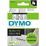Dymo D1 étiquettes autocollantes authentiques | impression en noir sur fond clair | 12 mm x 7 m | pour étiqueteuses LabelManager, Ruban Noir sur transparent, Polyester, Belgique, -18 - 90 °C, DYMO, LabelManager, LabelWriter 450 DUO