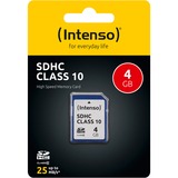 Intenso 4GB SDHC 4 Go Classe 10, Carte mémoire 4 Go, SDHC, Classe 10, 25 Mo/s, Résistant aux chocs, Résistant à une température, Résistant aux rayons X, Noir