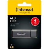 Intenso Alu Line lecteur USB flash 4 Go USB Type-A 2.0 Anthracite, Clé USB Noir, 4 Go, USB Type-A, 2.0, 28 Mo/s, Casquette, Anthracite