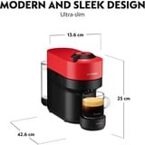 Krups Vertuo Pop XN9205 Entièrement automatique Cafetière à dosette 0,56 L, Machine à capsule Noir/rouge foncé, Cafetière à dosette, 0,56 L, Capsule de café, 1500 W, Noir, Rouge