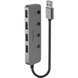 Lindy Hub USB 3.0, 4 Ports 4 Ports, USB 3.2 Gen 1 (3.1 Gen 1) Type-A, USB 3.2 Gen 1 (3.1 Gen 1) Type-A, 5 Mbit/s, Gris, Acrylonitrile-Butadiène-Styrène (ABS), Aluminium, Polycarbonate (PC), USB