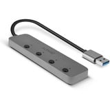 Lindy Hub USB 3.0, 4 Ports 4 Ports, USB 3.2 Gen 1 (3.1 Gen 1) Type-A, USB 3.2 Gen 1 (3.1 Gen 1) Type-A, 5 Mbit/s, Gris, Acrylonitrile-Butadiène-Styrène (ABS), Aluminium, Polycarbonate (PC), USB