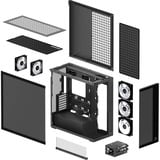 ARCTIC Xtender (Black) boîtier midi tower Noir (Mat) | 2x USB-A | 1x USB-C | RGB | Verre Trempé