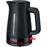 Bosch TWK3M123 bouilloire 1,7 L 2400 W Noir Noir, 1,7 L, 2400 W, Noir, Indicateur de niveau d'eau, Arrêt de sécurité en cas de surchauffe, Sans fil