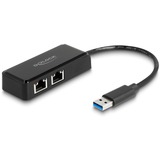 DeLOCK Adaptateur USB Type-A vers 2 x LAN Gigabit, Carte réseau 