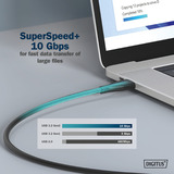 Digitus Câble de connexion en silicone USB 3.2 Gen 2 USB-C > USB-C Noir