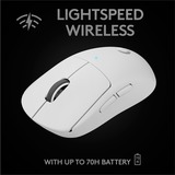 Logitech G Pro X Superlight souris Droitier RF sans fil 25600 DPI, Souris gaming Blanc, Droitier, RF sans fil, 25600 DPI, 1 ms, Blanc