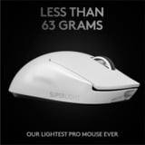 Logitech Pro X Superlight souris Droitier RF sans fil 25600 DPI, Souris gaming Blanc, Droitier, RF sans fil, 25600 DPI, 1 ms, Blanc