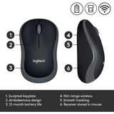 Logitech Wireless Mouse M185, Souris Gris, 1000 dpi, Vente au détail