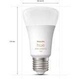 Philips Hue A60 - Ampoule connectée E27 - 1100 (pack de 2), Lampe à LED Philips Hue White ambiance A60 - Ampoule connectée E27 - 1100 (pack de 2), Ampoule intelligente, Blanc, Bluetooth/Zigbee, LED intégrée, E27, Lumière du jour froide, Blanc chaud