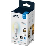 WiZ Ampoule flamme 4,9 W (éq. 40 W) C37 E14, Lampe à LED 9 W (éq. 40 W) C37 E14, Ampoule intelligente, Blanc, Wi-Fi, E14, Blanc, 2700 K