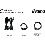 iiyama G-MASTER GB2591HSU-B1 24.5" Moniteur gaming Noir (Mat), 1x DisplayPort, 2x HDMI, 2x USB-C, 2x USB-A, 320 Hz, 62,2 cm (24.5"), 1920 x 1080 pixels, Full HD, LED, 0,4 ms, Noir