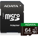 ADATA Speed Plus 64 Go MicroSDXC Classe 10, Carte mémoire 64 Go, MicroSDXC, Classe 10, 160 Mo/s, 140 Mo/s, Class 3 (U3)