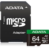 ADATA Speed Plus 64 Go MicroSDXC Classe 10, Carte mémoire 64 Go, MicroSDXC, Classe 10, 160 Mo/s, 140 Mo/s, Class 3 (U3)