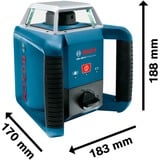 Bosch BOSCH GRL 400H Set + Tricase COFFER, Laser rotatif Bleu, 400 m, 0,08 mm/m, 5°, 600 tr/min, Rouge, 635 nm (< 1 mW)