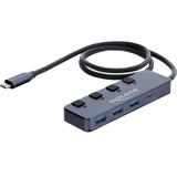 DeLOCK Hub USB 10 Gbps avec 3 x USB-A + 1 x USB-C avec interrupteur Gris