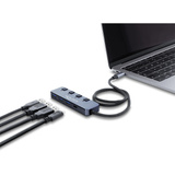 DeLOCK Hub USB 10 Gbps avec 3 x USB-A + 1 x USB-C avec interrupteur Gris