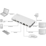 Digitus Station d'accueil de voyage multiport USB Type-C Argent