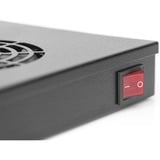 Digitus Unité de ventilation de toit pour installation variable de 483 mm (19 po) module de ventilation Noir, Panneau ventilation, Noir, 2 ventilateur(s), 276 m³/h, 1,8 m, IP20
