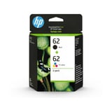 HP 62 pack de 2 cartouches authentiques d'encre noire / trois couleurs Rendement standard, Noir, Cyan, Magenta, Jaune, Encre à pigments, Encre à colorant, 2 pièce(s), 200 pages