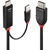 Lindy Câble adaptateur 3m HDMI vers Display Port 4K60Hz Noir/Rouge, 3 m, HDMI + USB Type-A, DisplayPort, Mâle, Mâle, Droit