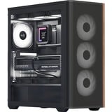 Aerocool D501A Midi Tower Noir, boîtier pc Noir/bois | 2x USB-A | 1x USB-C | RGB