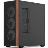 Aerocool D501A Midi Tower Noir, boîtier pc Noir/bois | 2x USB-A | 1x USB-C | RGB
