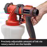 EINHELL Système de pulvérisation de peinture sans fil Power X-Change TE-SY 18/90 Li-Solo, 18 Volt, Pistolet de pulvérisation Rouge/Noir