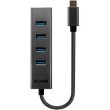 Lindy Hub USB 3.2 Gen 1 Type C 4 ports USB 3.2 Gen 1 (3.1 Gen 1) Type-C, USB 3.2 Gen 1 (3.1 Gen 1) Type-A, 5000 Mbit/s, Gris, Aluminium, Plastique, 0,3 m