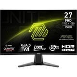 MSI MAG 276CXFDE 27" Moniteur gaming incurvé Noir, 1x DisplayPort, 2x HDMI, 280 Hz, 68,6 cm (27"), 1920 x 1080 pixels, Full HD, LCD, 0,5 ms, Noir