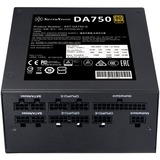 SilverStone DA750 Gold unité d'alimentation d'énergie 750 W 20+4 pin ATX ATX Noir alimentation  Noir, 750 W, 90 - 264 V, 47 - 63 Hz, Actif, 110 W, 744 W