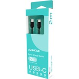 ADATA CACC-200PN-BK câble USB USB 2.0 2 m USB C Noir Noir, 2 m, USB C, USB C, USB 2.0, Noir