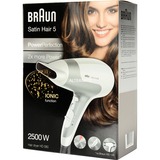Braun HD580 sèche-cheveux 2500 W Argent, Blanc Blanc/Argent, Argent, Blanc, Monochromatique, Orifice de suspension, Boutons, Glissière, 2500 W, 1 pièce(s)