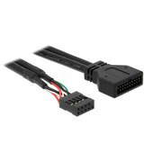 DeLOCK Câble adaptateur USB 2.0, connecteur femelle header 9 broches > connecteur mâle header USB 3.2 Noir