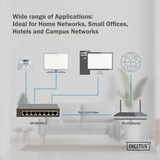 Digitus Gigabit 8 ports, Switch Noir