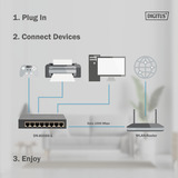 Digitus Gigabit 8 ports, Switch Noir