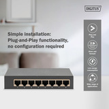 Digitus Gigabit 8 ports, Switch Noir