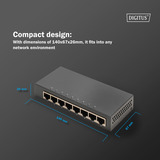 Digitus Gigabit 8 ports, Switch Noir