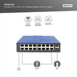 Digitus Gigabit Ethernet industriel géré L2 16+2 ports, Switch 