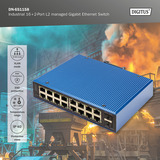 Digitus Gigabit Ethernet industriel géré L2 16+2 ports, Switch 