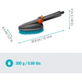 GARDENA Brosse à main Cleansystem M dure, avec raccord pour tuyau d'arrosage, Brosses de lavage Gris/Turquoise, 18846-20