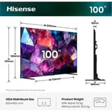 Hisense 100E7DS PRO téléviseur Hi-QLED 100" 4K Ultra HD Noir/gris foncé, 2,54 m (100"), 3840 x 2160 pixels, QLED, Smart TV, Wifi, Noir