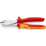 KNIPEX Pince coupante de côté à forte démultiplication 74 06 200, Tenailles de cran Rouge/Jaune, isolées par gaines bi-matière, certifiées VDE