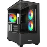 Sharkoon ELITE SHARK CM100 Reconditionné boîtier midi tower Noir | 2x USB-A | 1x USB-C | RGB | Verre Trempé