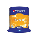 Verbatim DVD-R 4,7 Go, Support vierge DVD DVD-R, 120 mm, Fuseau, 100 pièce(s), 4,7 Go