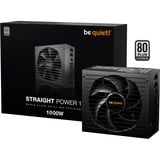 be quiet! Straight Power 12 Platinum alimentation modulaire 1000 watt Noir, 1x 12V-2x6, 4x PCIe, 80 Plus Platinium, 1000 W, 100 - 240 V, 1070 W, 50/60 Hz, 13/6.5 A, 150 W