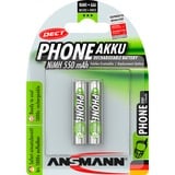 Ansmann 5035523 pile domestique Hybrides nickel-métal (NiMH), Batterie Argent, Hybrides nickel-métal (NiMH), 1,2 V, 550 mAh, Vert, DECT phones