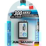Ansmann Pack de 1 Pile rechargeable NiMH maxE batterie carrée 9V E-Block, Hybrides nickel-métal (NiMH), 8,4 V, 2500 mAh, 26,5 x 17,5 x 48,5 mm